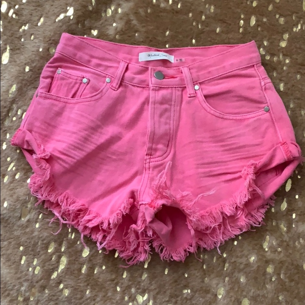 Pink jean shorts by Mustard Seed
